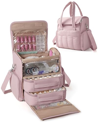 Nail Polish Organizer Bag with Removable Cases and Multiple Pockets