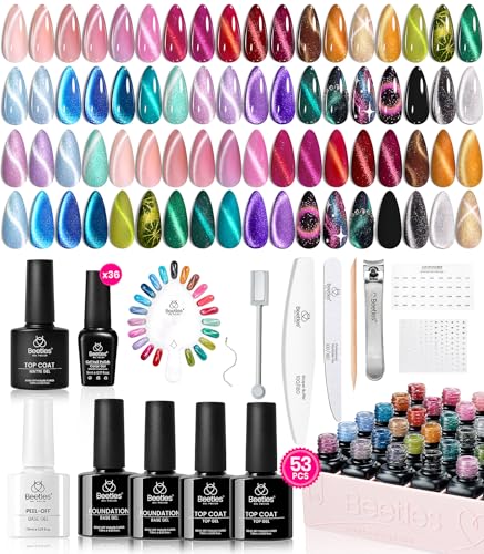 Beetles 36-Color Cat Eye Gel Nail Polish Set with Magnets and Nail Care Tools