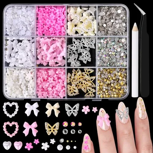 AIPULIDUO Coquette 3D Nail Charms Set with Tools