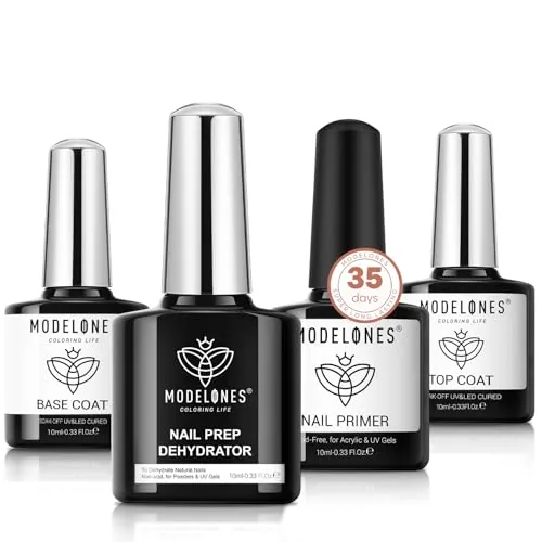 modelones Nail Dehydrator Primer Base Top Coat 4-Piece Set