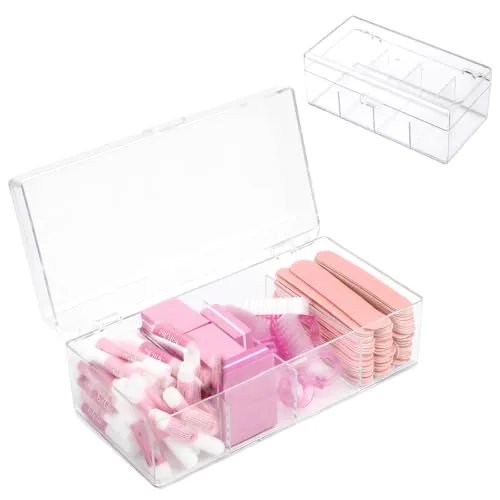 BQAN Clear Acrylic 4-Compartment Nail Tool Organizer