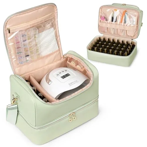 Uross 50-Bottle Nail Polish Organizer Bag Green