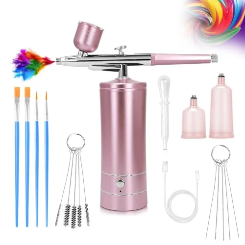 Crpen Wireless Airbrush Kit with Compressor Pink