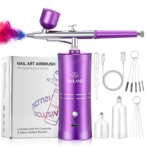 SAVILAND Airbrush Nail Machine 25 PSI Royal Purple