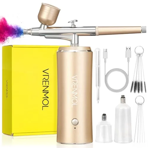 Vrenmol Nail Airbrush Kit with Compressor, 0.3mm Nozzle
