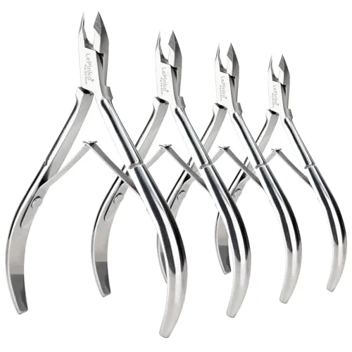 LePinko 4-Pack Cuticle Nippers 5mm Jaw Double Spring