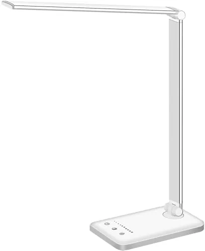 White Crown LED Desk Lamp with USB Port and Timer