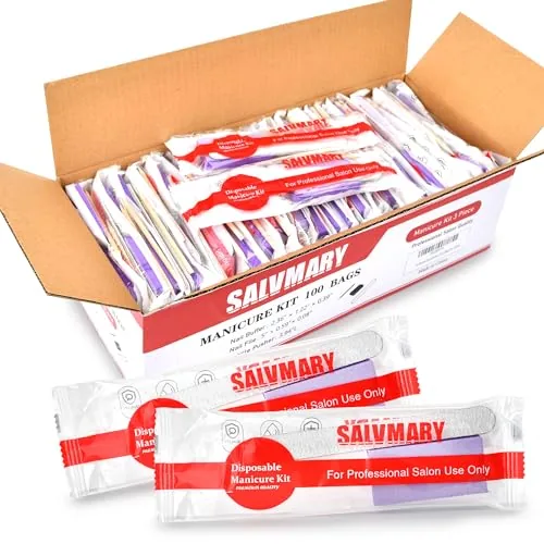 SALVMARY 3-Piece Disposable Manicure Kit, 100 Sets