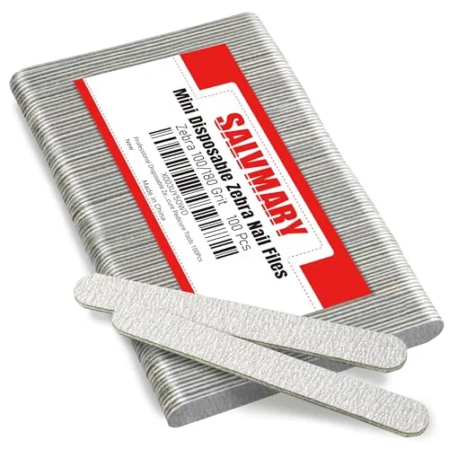 SALVMARY Zebra Nail Files 100/180 Grit 100-Pack 5in