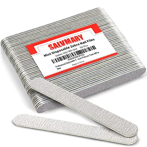 SALVMARY Zebra Nail Files 100/180 Grit 50-Pack 5"