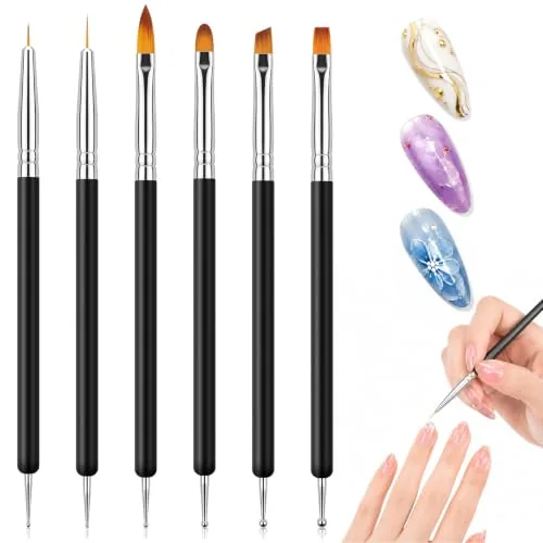 Horigay 6-Piece Double-Ended Nail Art Brush Set