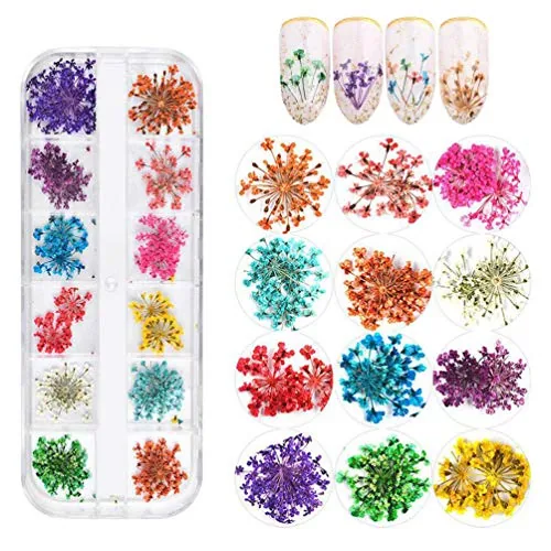 KINGMAS 36-Color Dried Flowers for Nail Art