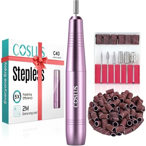 COSLUS C40 Electric Nail Drill with 6-Bit Kit