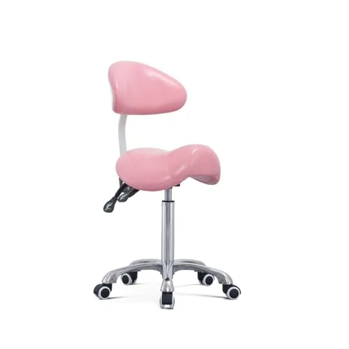 Antlu Saddle Stool Rolling Chair with Adjustable Backrest