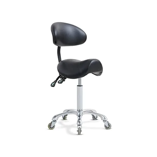 Antlu Saddle Stool Rolling Chair with Backrest