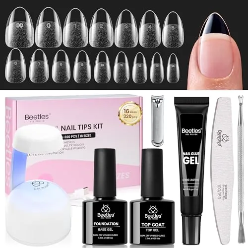 Beetles Flat-X Almond Short Gel Nail Extension Kit