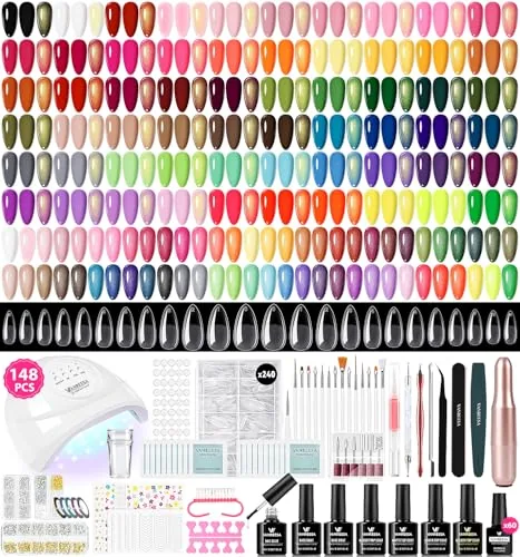 VANREESA 148Pc Gel Nail Kit UV Lamp Drill 60 Colors