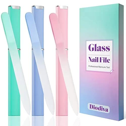 Diodiva Glass Nail File 3-Pack with Protective Cases
