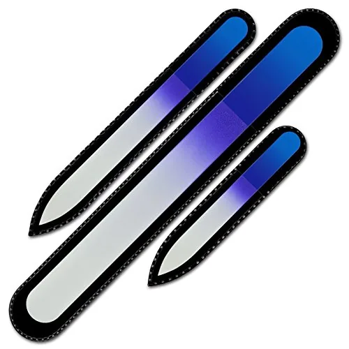 Mont Bleu Glass Nail Files Set of 3 with Pouch