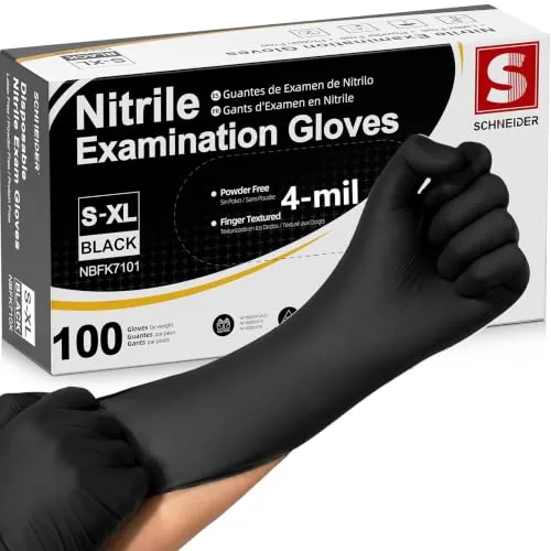 Schneider 4 Mil Black Nitrile Gloves Powder Free
