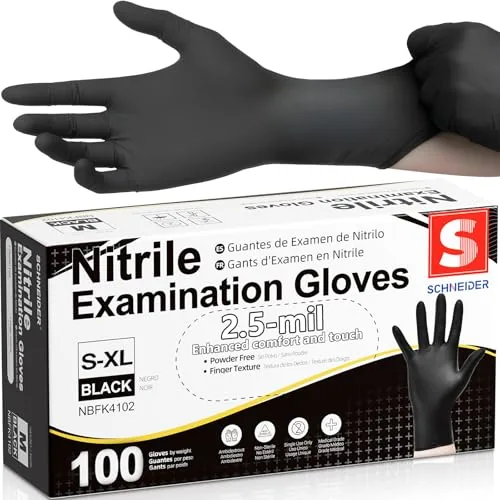 Schneider Black Nitrile Exam Gloves 100-Pack Medium