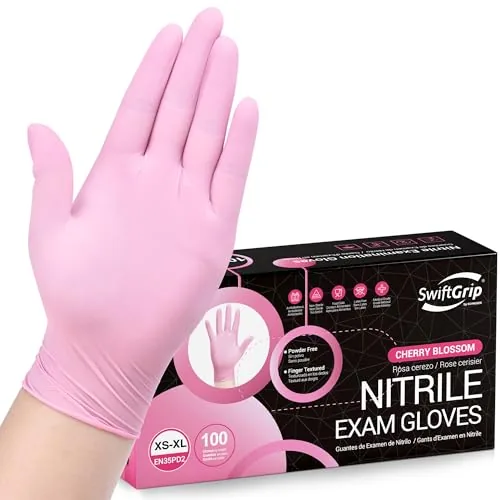 SwiftGrip Pink Nitrile Gloves 3-mil 100-ct Small