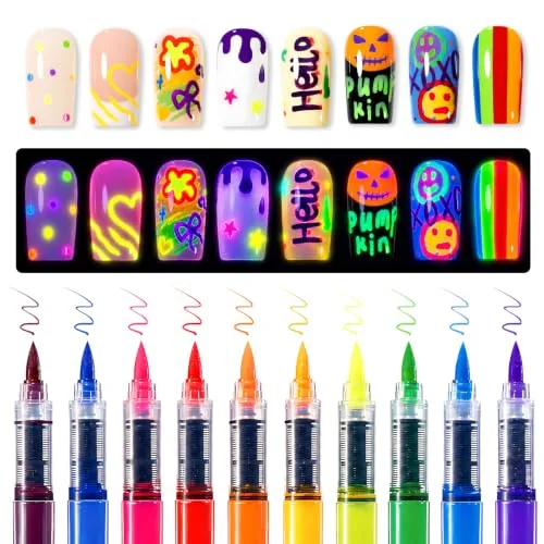 Gellen 10-Color UV Glow Nail Art Pen Set