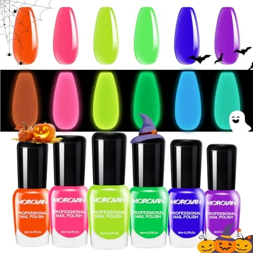 Morovan Neon Glow-in-the-Dark Nail Polish Set