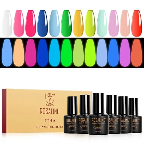 ROSALIND Glow-in-the-Dark Gel Polish 12-Color Set