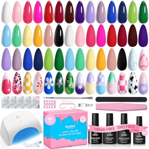 Beetles Gel Nail Polish Kit 20 Colors UV Lamp Included