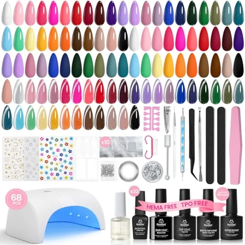Beetles Gel Polish Kit 68pc UV Light 32 Colors