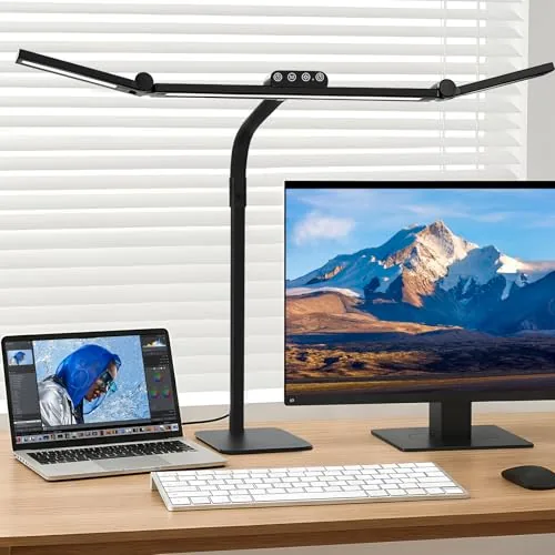 Galnolt LED Desk Lamp 28.2in Triple-Bar Gooseneck