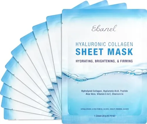 Ebanel Collagen Face Mask 10-Pack with Hyaluronic Acid