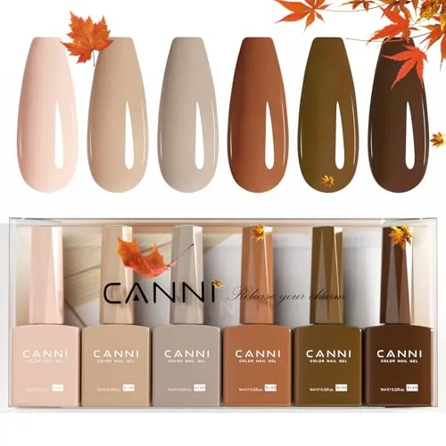CANNI Hema-Free Nude Brown Gel Polish Set 6x9ml