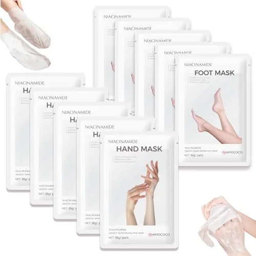 Amococo Foot & Hand Mask Set with Niacinamide, 10pk