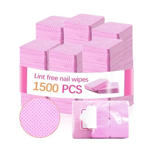 Lipetol 1500-Piece Lint-Free Nail Wipes Pink Non-Woven