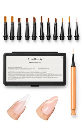 AZUREBEAUTY 12pc Interchangeable Nail Art Brush Kit