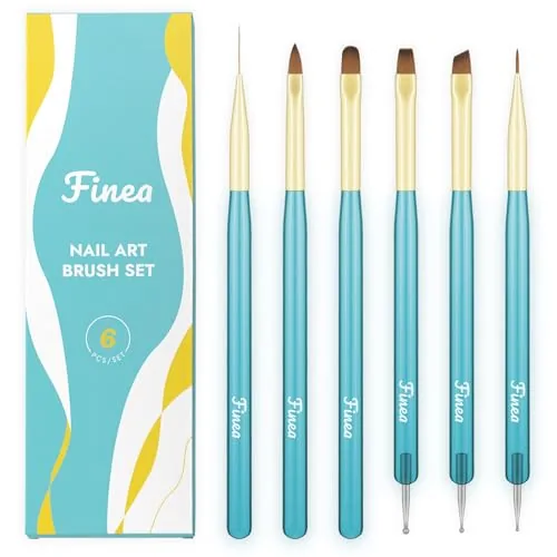 Finea 6pc Nail Art Brush and Dotting Tool Set