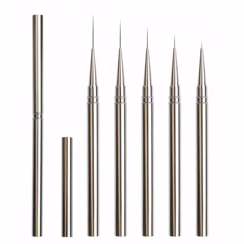 JEONEKID 5-Piece Nail Liner Brush Set with Metal Caps