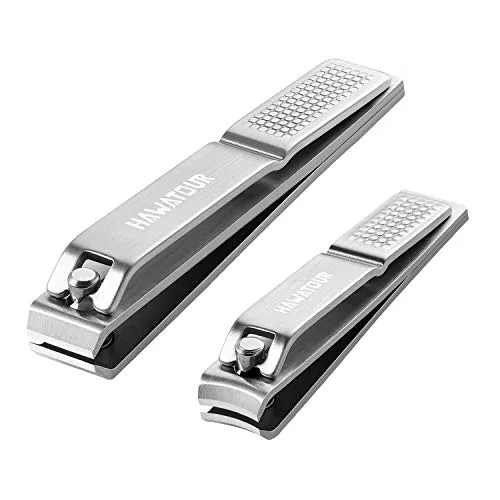 HAWATOUR Nail Clippers Set with Tin Case, Silver