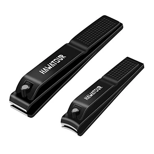 HAWATOUR Nail Clippers Set with Tin Case, Black