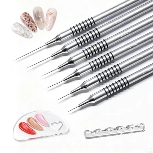Komall 6-Piece Metallic Liner Nail Art Brush Set