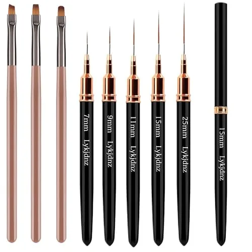 Lykjdnz 8-Piece Nail Art Brush Set Liners & Builders