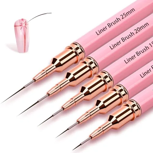Voiluk 5-Piece Nylon Nail Art Liner Brush Set