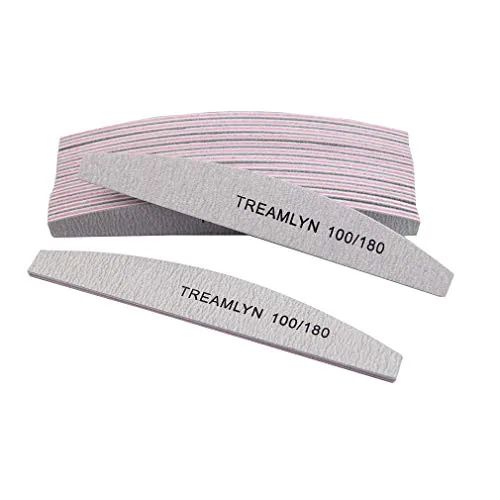 Treamlyn 100/180 Grit Double-Sided Nail Files, 10-Pack