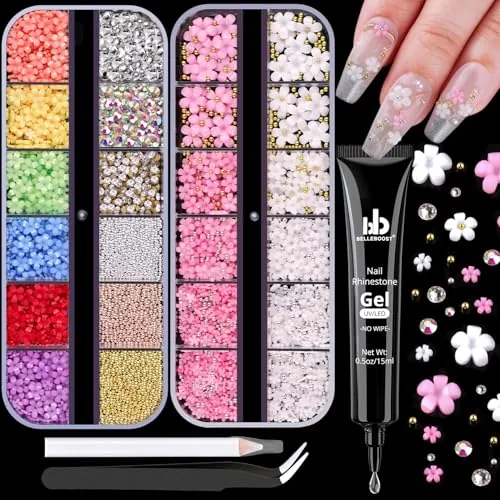 BELLEBOOST 3D Nail Charms Kit with UV Glue Gel
