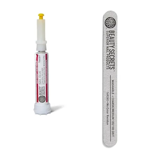 Beauty Secrets Drip-Proof Nail Glue + 180/100 File Bundle