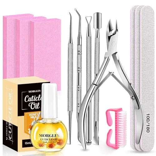 MORGLES 13-Piece Nail File Buffer and Cuticle Care Kit