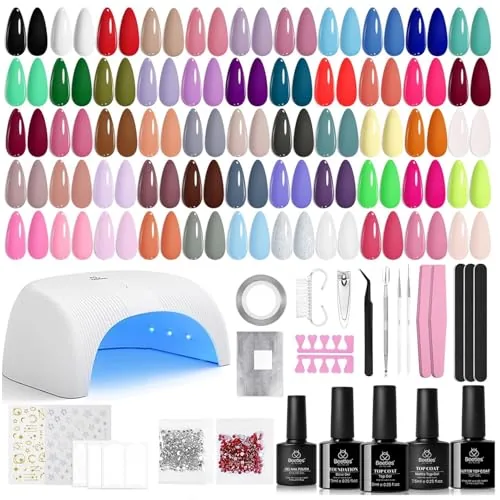 Beetles 80Pc Gel Nail Kit 55 Colors with UV Lamp