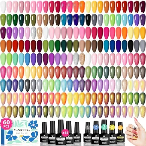 VANREESA 60-Pc Gel Polish Set with 55 Colors + 5 Coats